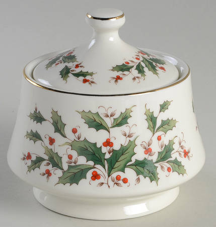 Holly Yuletide Sugar Bowl & Lid