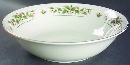 Holly Yuletide 9" Round Vegetable Bowl