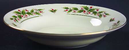 Holly Yuletide Rim Soup Bowl