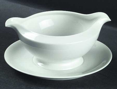 Sophisticate White Gravy Boat with Attached Underplate