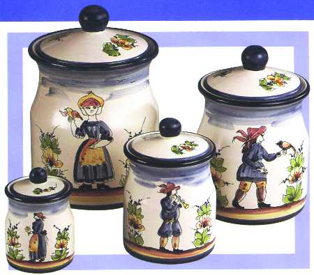 Blue French Large Canister & Lid