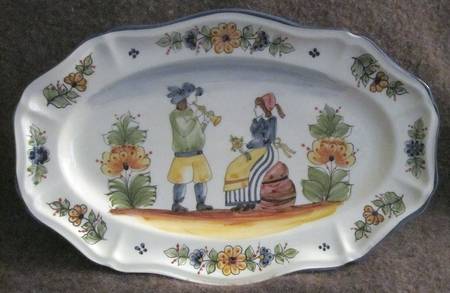 Blue French 15" Oval Serving Platter