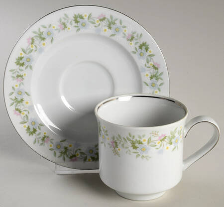 Forever Spring Gold Trim Footed Cup & Saucer Set
