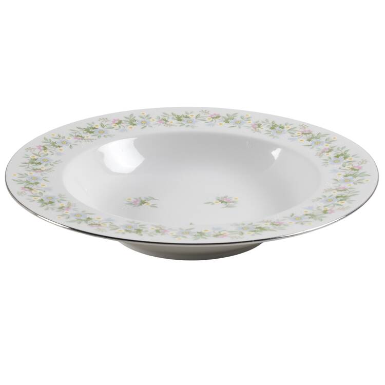 Forever Spring Gold Trim Rim Soup Bowl