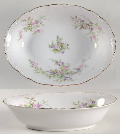Forget Me Not Pink (#18002) 10" Oval Vegetable Bowl