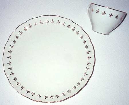Fleur De Lis Snack Plate & Cup Set