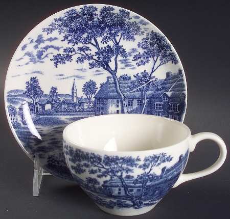 English Village Flat Cup & Saucer Set