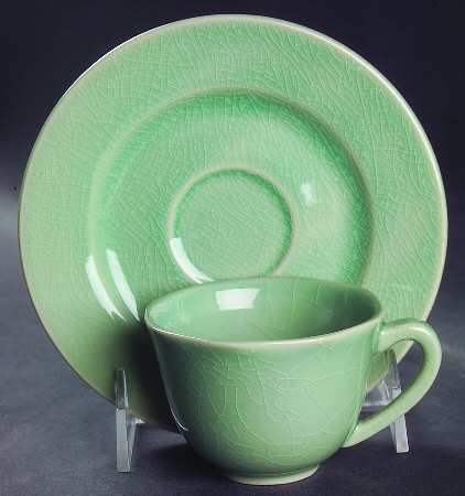 Basique Green Flat Demitasse Cup & Saucer Set