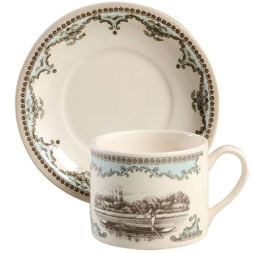 River Scenes Flat Cup & Saucer Set