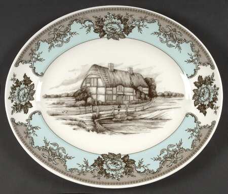 River Scenes 12" Oval Serving Platter
