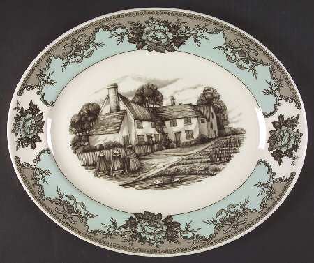 River Scenes 14" Oval Serving Platter