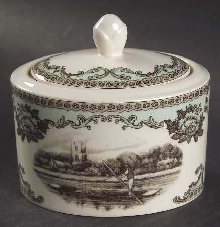 River Scenes Sugar Bowl & Lid