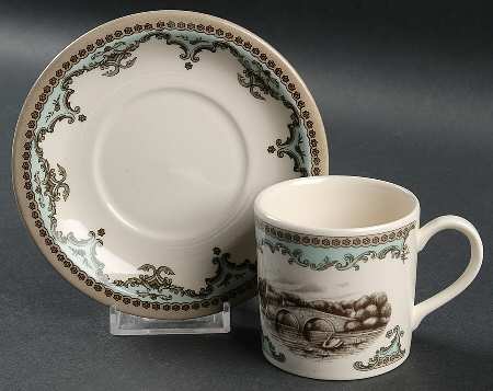 River Scenes Flat Demitasse Cup & Saucer Set