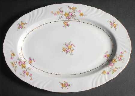 Thornrose (White, Verge) 16" Oval Serving Platter