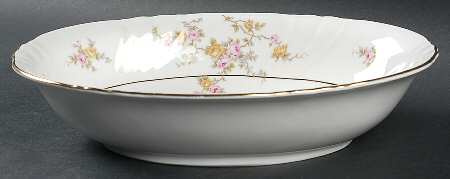Thornrose (White, Verge) 10" Oval Vegetable Bowl