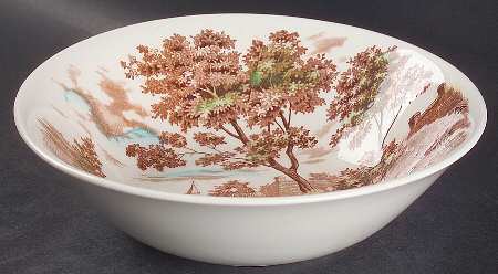 English Village (Brown Multicolor) 9" Round Vegetable Bowl