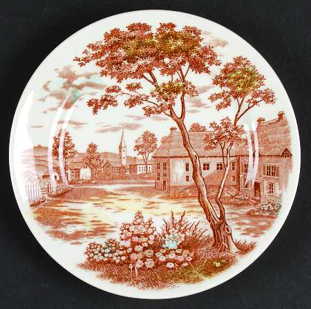 English Village (Brown Multicolor) Bread & Butter Plate