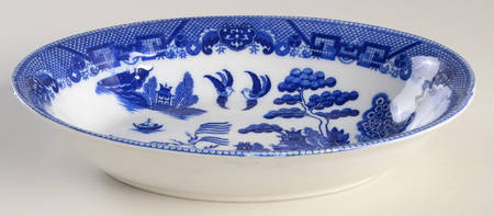 Blue Willow (Made In Japan) 10" Oval Vegetable Bowl