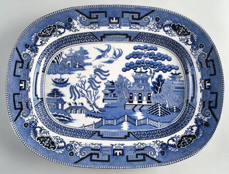 Blue Willow (Made In Japan) 14" Oval Serving Platter