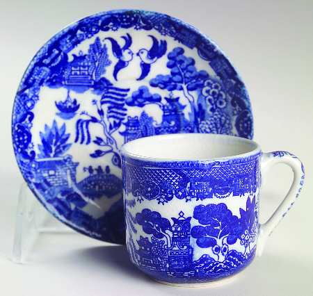 Blue Willow (Made In Japan) Flat Demitasse Cup & Saucer Set