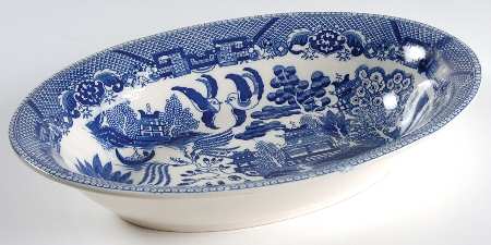 Blue Willow (Made In Japan) 10" Oval Vegetable Bowl