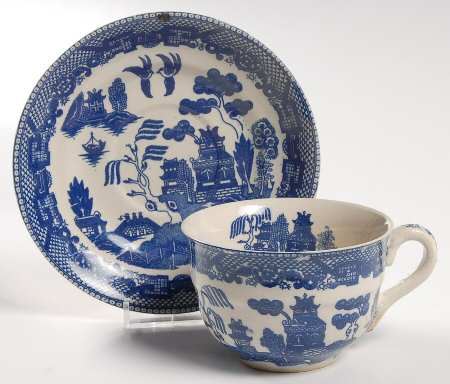 Blue Willow (Made In Japan) Flat Cup & Saucer Set