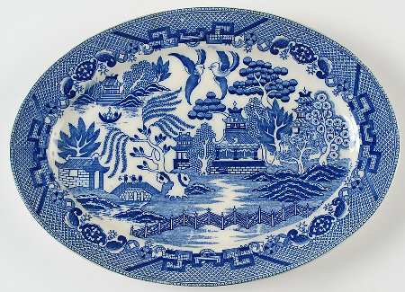 Blue Willow (Made In Japan) 12" Oval Serving Platter
