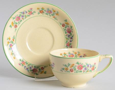 Georgian Nosegay Footed Cup & Saucer Set