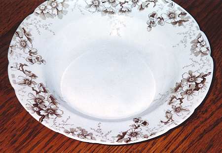 Peach   Brown Rim Soup Bowl