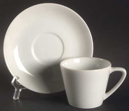 Contempo White Flat Cup & Saucer Set