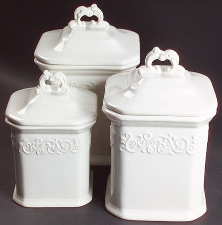 Vintage Ivory (Creamy White) (3 Piece) Canister Set (Box Set)