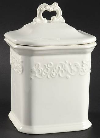 Vintage Ivory (Creamy White) Small Canister & Lid