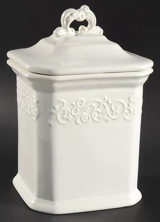Vintage Ivory (Creamy White) Large Canister & Lid