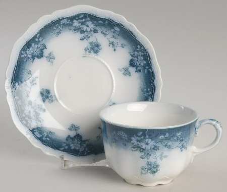 Clayton Blue Green Flat Cup & Saucer Set
