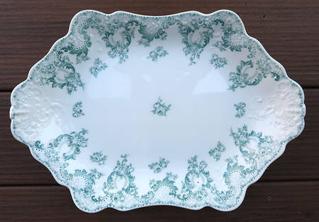Cloverly Blue Green 14" Oval Serving Platter