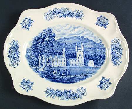 Royal Homes of Britain Blue 13" Oval Serving Platter