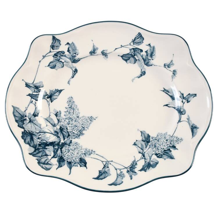 Hydrangea Blue 12" Oval Serving Platter