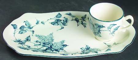 Hydrangea Blue Tea & Toast Snack Plate & Reg Cup Set