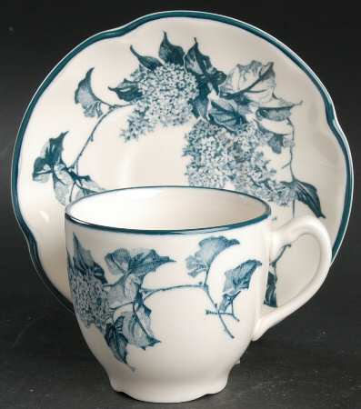 Hydrangea Blue Flat Cup & Saucer Set