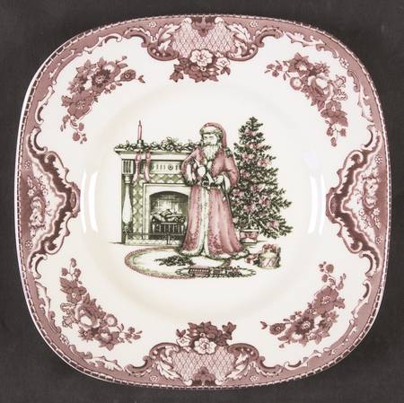 Old Britain Castles Pink Christmas(Made in England Square Accent Salad Plate