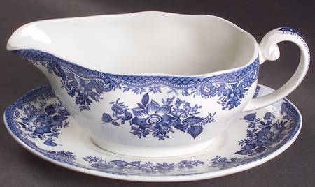 Asiatic Pheasant Blue Gravy Boat & Underplate/Relish