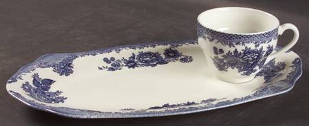 Asiatic Pheasant Blue Snack Plate & Cup Set