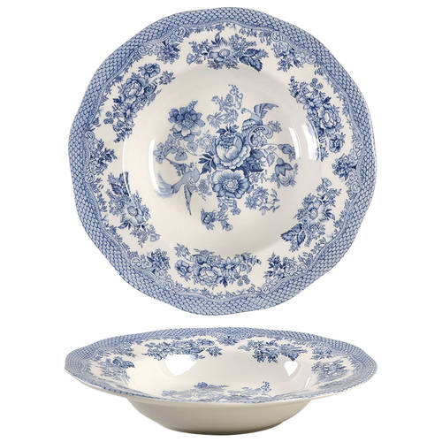 Asiatic Pheasant Blue Rim Soup Bowl