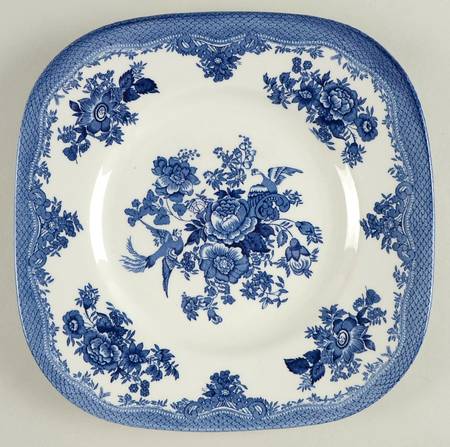 Asiatic Pheasant Blue Square Cake Plate