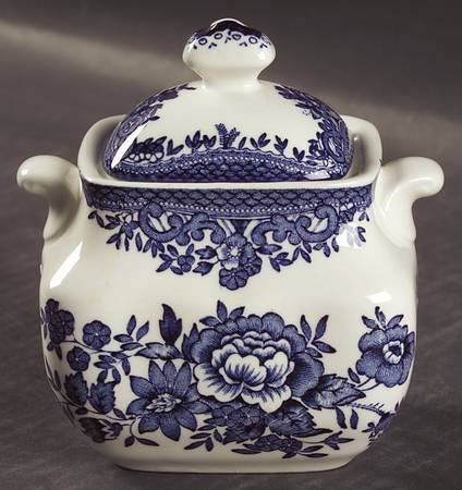 Asiatic Pheasant Blue Sugar Bowl & Lid