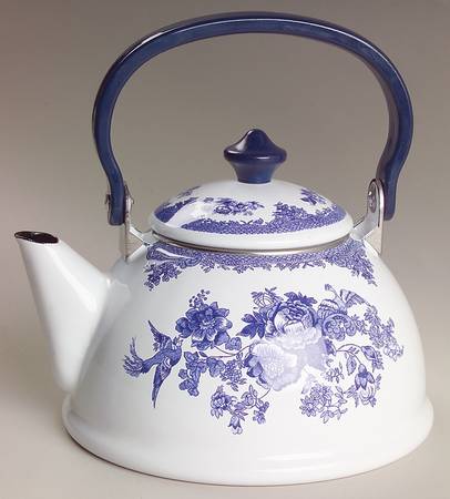 Asiatic Pheasant Blue Individual Metal Kettle & Lid