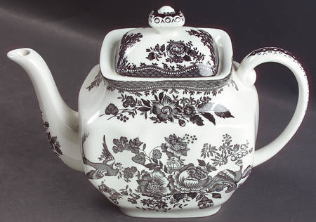 Asiatic Pheasant Black Teapot & Lid