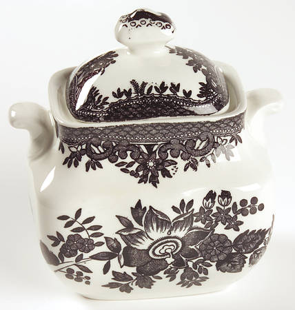 Asiatic Pheasant Black Sugar Bowl & Lid