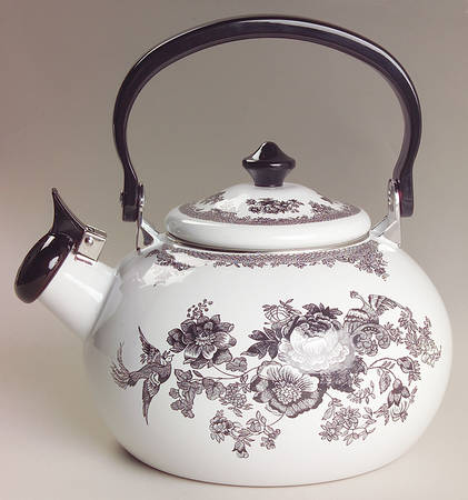 Asiatic Pheasant Black Metal Kettle & Lid