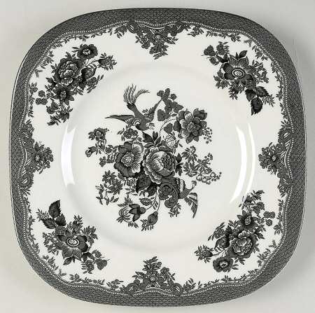 Asiatic Pheasant Black Square Cake Plate